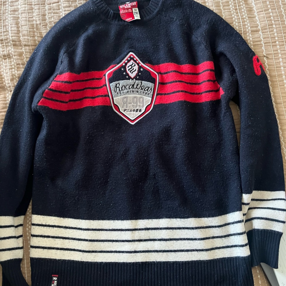 Rockwear Men's Sweater with Navy and Red Accents